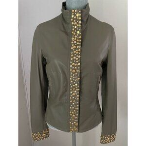 Sara Borman London Women's Leather Studded Jacket Size Small